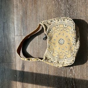 Shein, tan bandanna, small purse